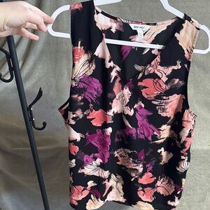 Nine West Women's Floral Sleeveless Top - Black and Pink